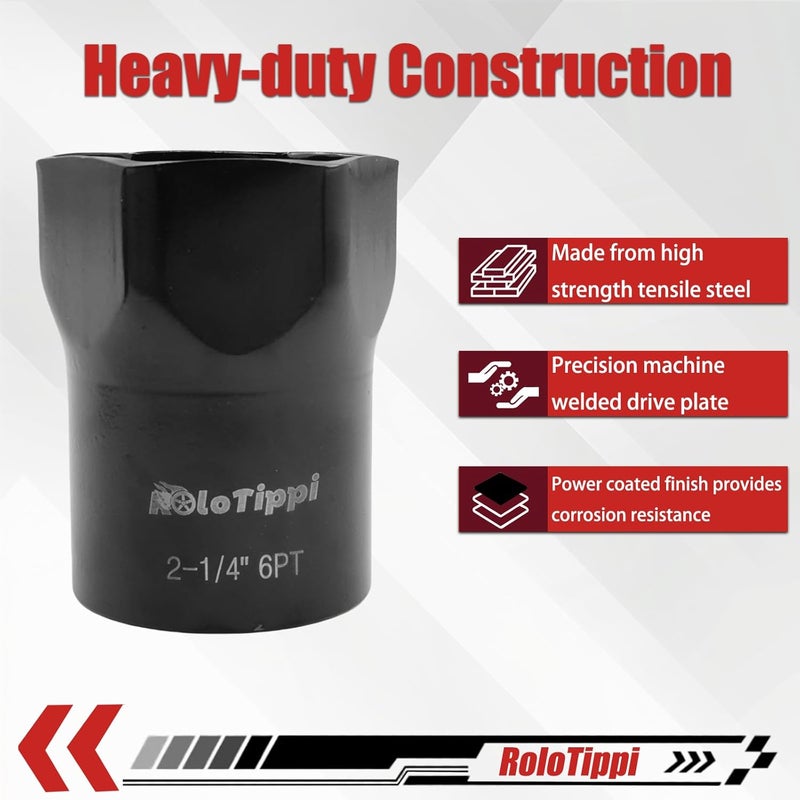 RoloTippi 2-1/4-Inch 6 Point Wheel Bearing Locknut Socket, 3/4-Inch Drive, for Axle Nut Socket, Remove and Install Wheel Bearing Nuts, Carbon Steel, Powder-Coated (2-1/4" 6PT, 3/4" Drive) - Image 4
